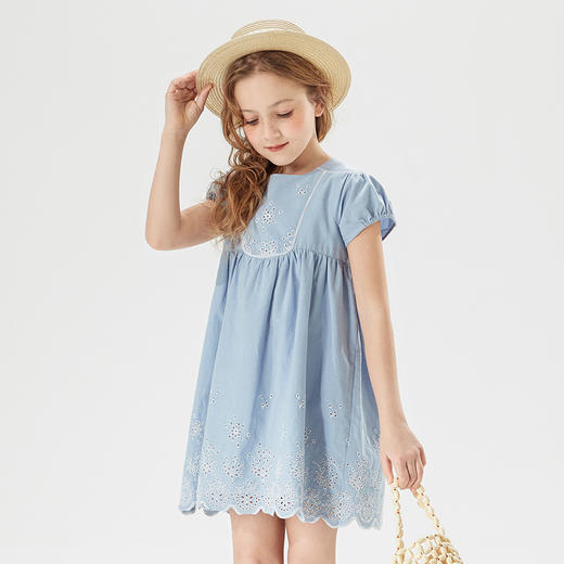 mettekids儿童裙子女童连衣裙夏季百搭洋气法式田园风公主绣花裙 商品图2