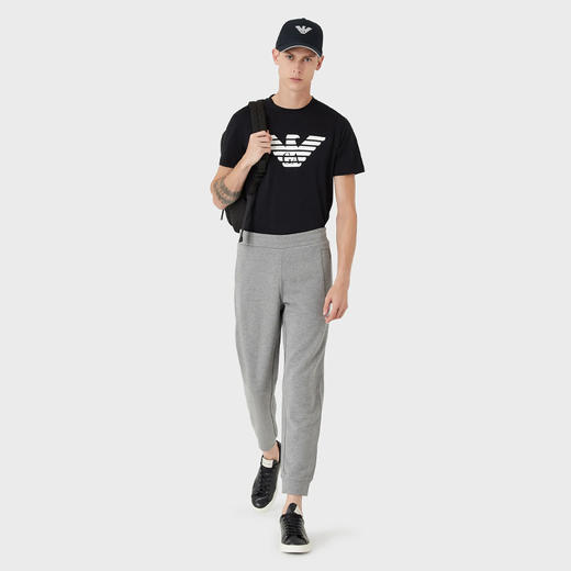 【二】EMPORIO ARMANI 阿玛尼 男士棉质徽标印花圆领短袖T恤 深蓝色 8N1TN5 1JPZZ 0975 商品图3