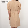 oldcolour夏季时尚方领工装风收腰显瘦连衣裙N24101270 商品缩略图3