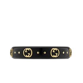【包税】GUCCI/古驰 21新款Icon系列 男女通用18K金黄金双G黑色合成刚玉戒指指环679262I0H118029