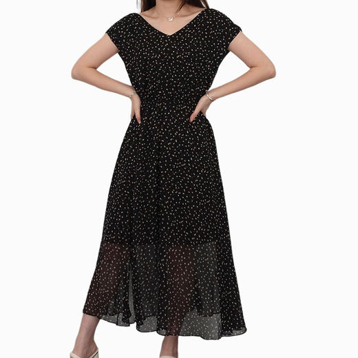 oldcolour21夏法式小众V领波点修身显瘦气质连衣裙N24104419 商品图4