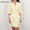 oldcolour21夏气质显瘦翻领西装收腰绑带设计连衣裙N24101447 商品缩略图0
