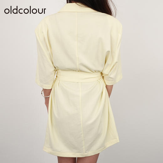oldcolour21夏气质显瘦翻领西装收腰绑带设计连衣裙N24101447 商品图3