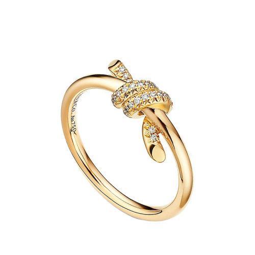【包税】Tiffany & Co./蒂芙尼 22春夏新款 Knot系列 18K金 黄金色 镶钻绳结戒指GRP11992 商品图2