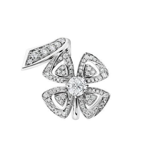 【包税】BVLGARI/宝格丽 经典FIOREVER系列 18K金白金镶嵌圆形主钻密钉钻石四叶草戒指指环356914 商品图1