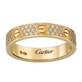 【包税】CARTIER/卡地亚 经典款LOVE 18K金黄金钻石满钻戒指 镶嵌88颗钻石 B4083300