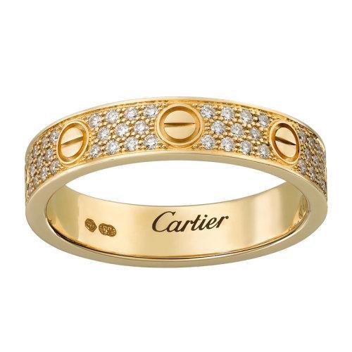 【包税】CARTIER/卡地亚 经典款LOVE 18K金黄金钻石满钻戒指 镶嵌88颗钻石 B4083300 商品图0