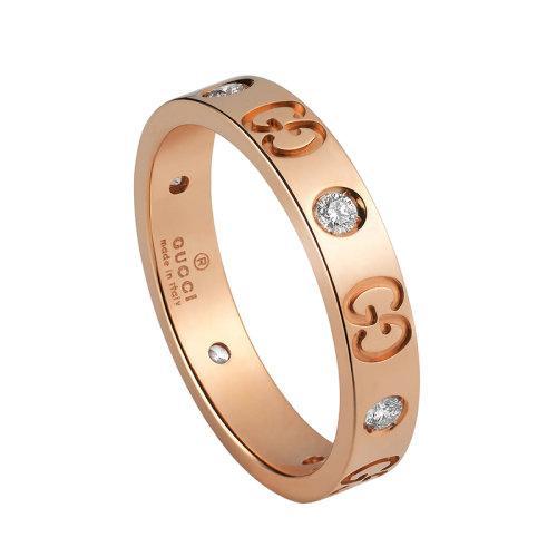 【包税】GUCCI/古驰 21新款 icon系列 18k金玫瑰金双G图案钻石戒指? 152046J85405702 商品图1