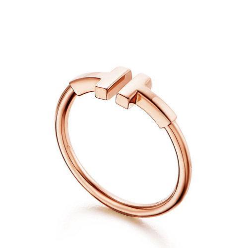 【包税】Tiffany & Co./蒂芙尼 经典Tiffany T系列 18K金玫瑰金T形图案Wire戒指指环GRP07781 商品图1
