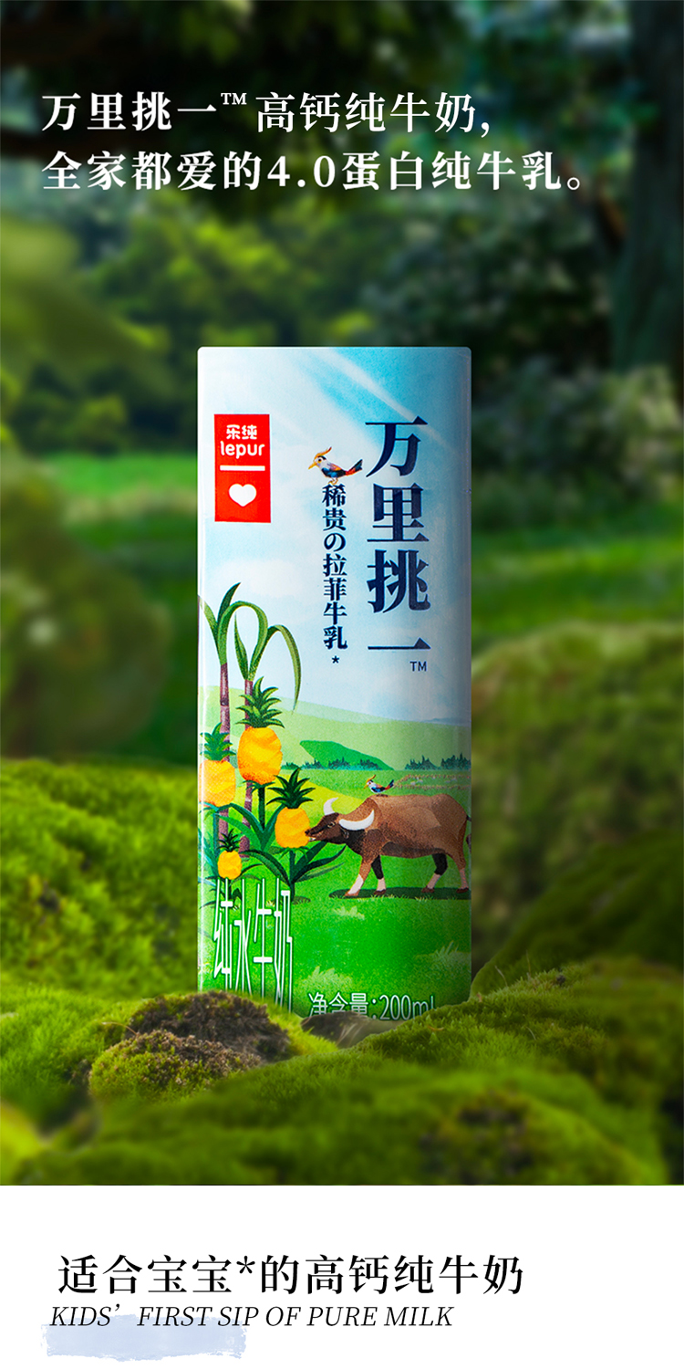 乐纯牛奶  万里挑一纯牛奶整箱200ml*12盒