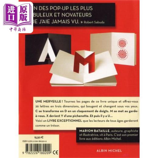 预售 【中商原版】ABC 3D 立体书 ABC 3D	Marion Bataille 法文原版 立体字母 构造 商品图1
