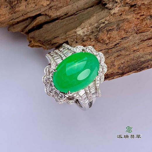 派瑞翡翠 18k金翡翠戒指 冰种 绿色 商品图2