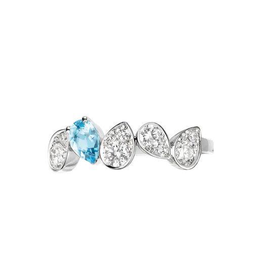 【包税】预购1-2周 Chaumet/尚美  戒指/指环 JOS?PHINE RONDE D'AIGRETTES系列 女士18k金白金镶有梨形海蓝宝石和明亮切割钻石戒指084961 商品图1