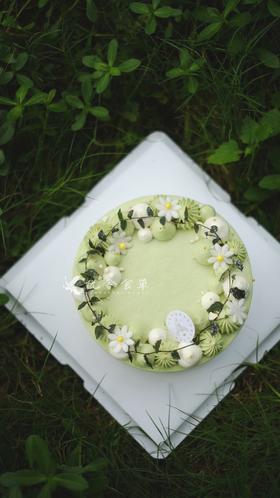 10寸开心果草莓蛋糕