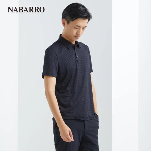纳巴罗男士经典时尚黑色细条纹锦弹短袖T恤不鼓包不变形NB193920512A 商品图2