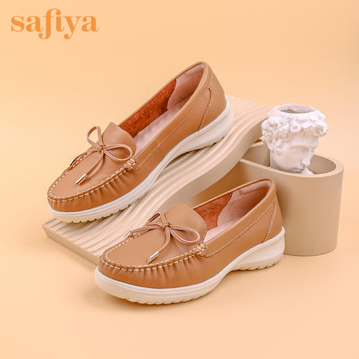 商场同款| 索菲娅蝴蝶结优选牛皮按摩舒适底豆豆鞋2022秋坡跟妈妈单鞋SF23111039 商品图0