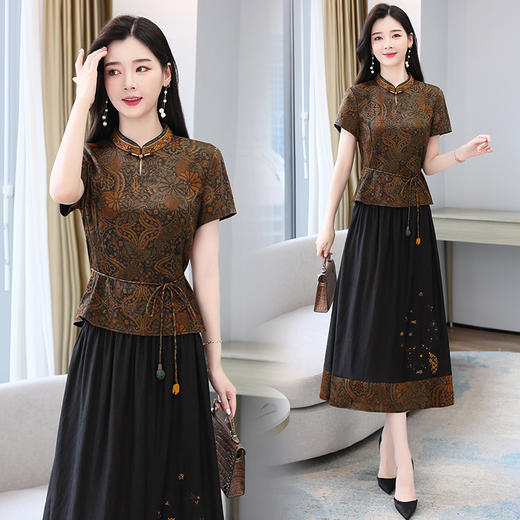 夏季新款套装女2022夏季新款短袖刺绣高级减龄轻奢 HR-HRYZ7793 商品图2