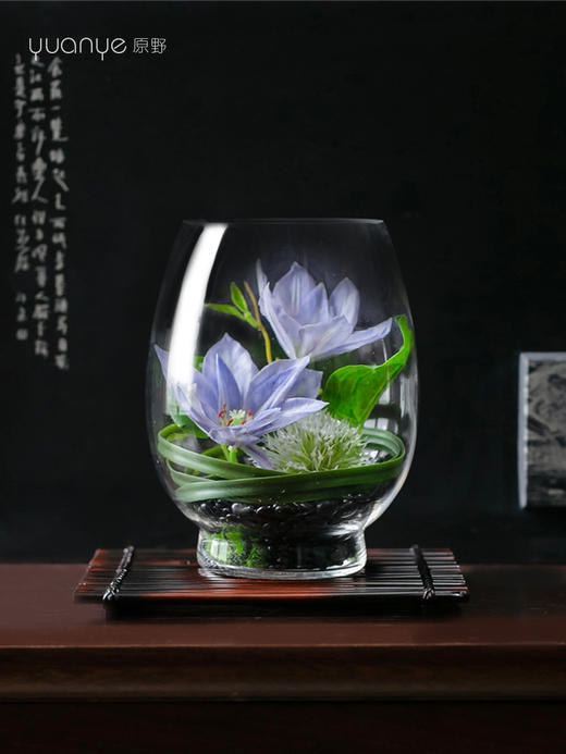 新中式酒店餐厅玄关玻璃花瓶仿真花假花客厅摆设插花花艺装饰摆件 商品图1