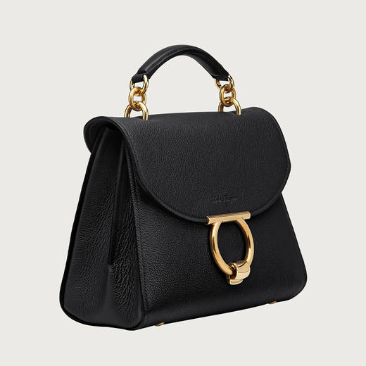 FERRAGAMO 菲拉格慕 女士小牛皮 GANCINI 顶部手提包 黑色 21 H493 720168 商品图1