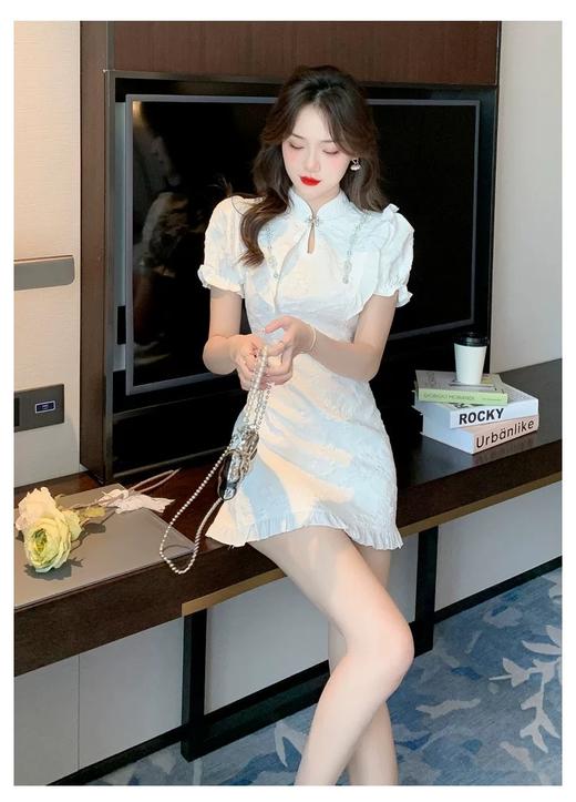 （清仓现货）【社群供X】重工镶钻提花改良旗袍 涤纶70%腈纶30% 商品图4