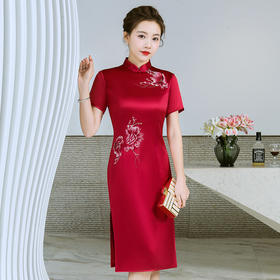 YS-05635新款婚礼服 修身洋气旗袍喜婆婆婚宴装春夏款连衣裙衣 旗袍
