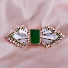 【以爱之名】蝴蝶结贝母翡翠胸针-XZ12204071