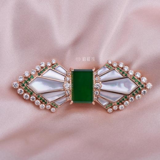 【以爱之名】蝴蝶结贝母翡翠胸针-XZ12204071 商品图0