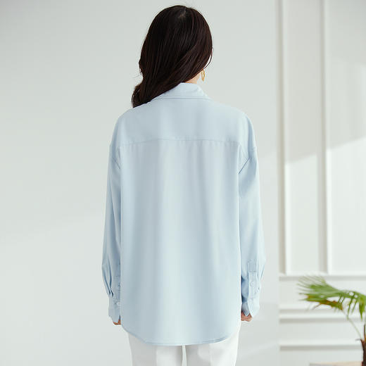 【气质纯色】罗蒙春秋款女士长袖衬衫时尚大口袋经典方领衬衣女 商品图2