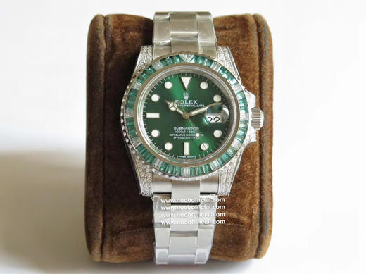 N劳li士欧洲订制版绿钻彩圈潜航者绿水鬼，定制级彩钻，纯手工独立镶嵌，精钢表带，密底，男士腕表，自动机械机芯 商品图10
