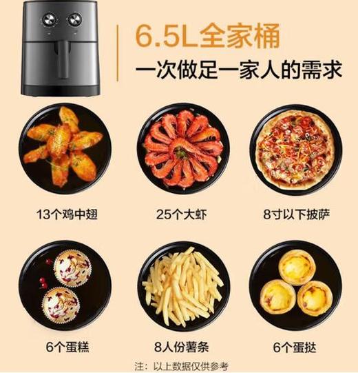 美的Midea空气炸锅家用多功能无油煎炸锅薯条机 6.5升大容量空气炸锅MF-EKZ6503 商品图2