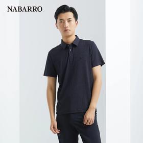 纳巴罗男士经典时尚黑色细条纹锦弹短袖T恤不鼓包不变形NB193920512A