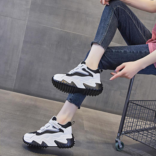 内增高8厘米透气厚底，松糕鞋魔术贴老爹鞋 LMS9A0061 商品图1