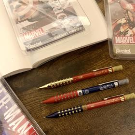 日本派通/pentel/漫威限定/Q1005/美国队长/蜘蛛侠/钢铁侠/自动铅笔0.5