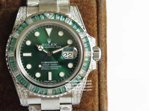N劳li士欧洲订制版绿钻彩圈潜航者绿水鬼，定制级彩钻，纯手工独立镶嵌，精钢表带，密底，男士腕表，自动机械机芯 商品图2