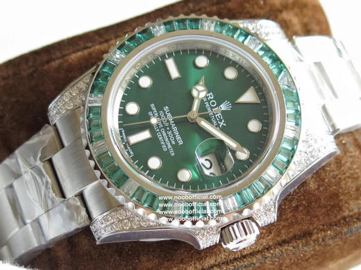N劳li士欧洲订制版绿钻彩圈潜航者绿水鬼，定制级彩钻，纯手工独立镶嵌，精钢表带，密底，男士腕表，自动机械机芯 商品图11