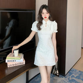 （清仓现货）【社群供X】重工镶钻提花改良旗袍 涤纶70%腈纶30%