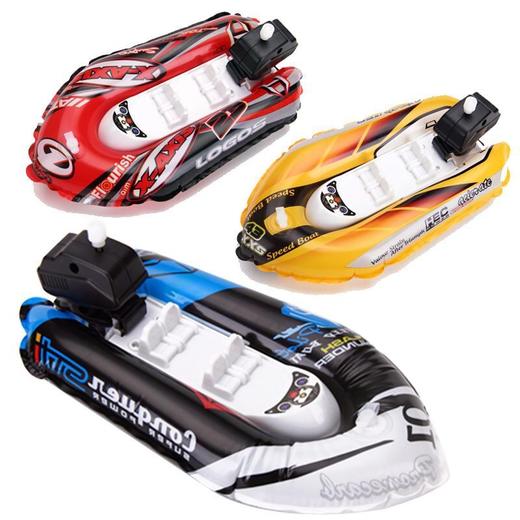 【迷你仿真充气艇】创意充气发条戏水快艇 儿童洗澡浴缸玩具船 上链船 夏天玩水沙滩玩具 商品图5