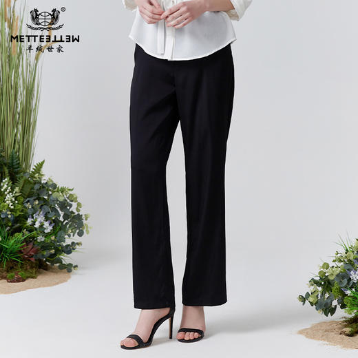 METTE2022年夏新品女士薄款休闲裤时尚气质斜插口袋中腰裤子 商品图0