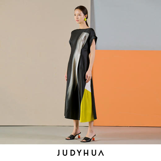 JUDYHUA 真丝印染收腰连衣裙 商品图1