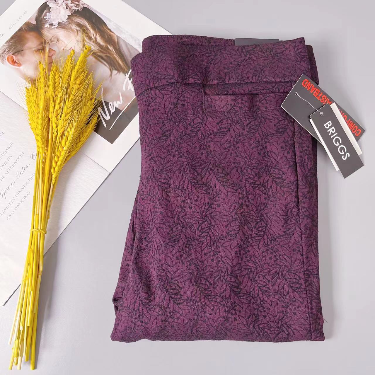 【清仓】F1-2  大码BRIGGS 弹力暗紫提花休闲裤