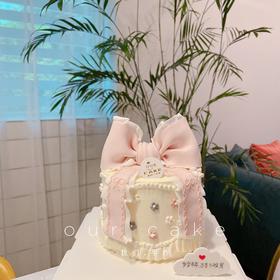 复古蝴蝶结小碎花蛋糕-低糖处理无添加