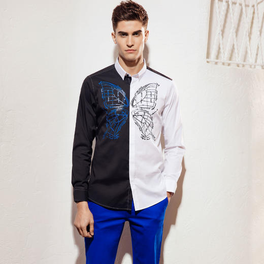 Marco Azzali 黑白色蝴蝶印花衬衫 C3801200 商品图0