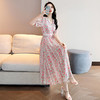 2022新款夏装一片式收腰大裙摆印花中长款时尚垂感连衣裙 HR-LJY-CY22012 商品缩略图1