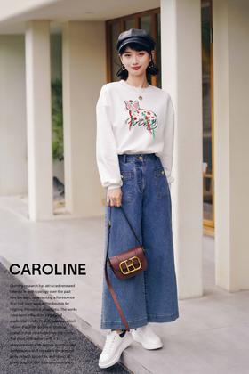 CAROLINE卡洛琳阔腿牛仔裤