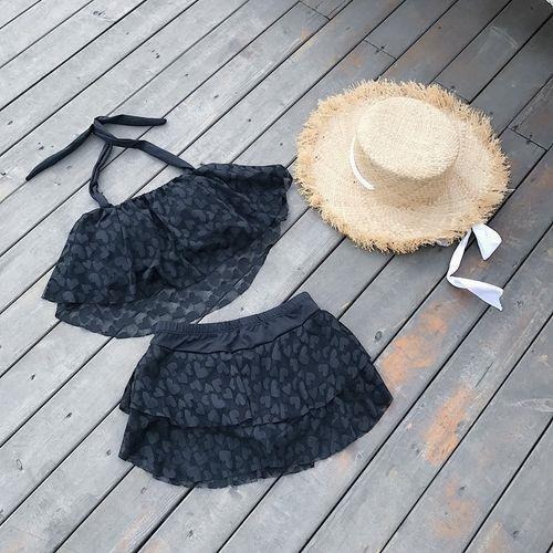 黛唯梵 学生韩版ins泳衣 女分体裙式性感保守 小胸聚拢两件套泳装 商品图1