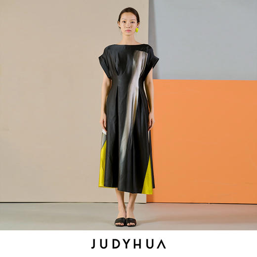 JUDYHUA 真丝印染收腰连衣裙 商品图0