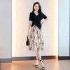2022夏季新款米色时尚两件套小V领泡泡袖连衣裙女套装 HR-LJY-Z5113 商品缩略图2