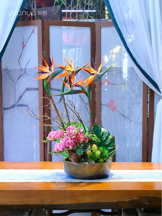 高端仿真花餐桌花摆花茶室客厅玄关酒店餐厅摆设茶几前台中式装饰 商品图1