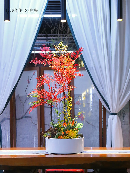 高端仿真花餐桌花摆花茶室客厅玄关酒店餐厅摆设茶几前台中式装饰 商品图2