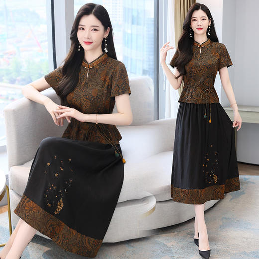 夏季新款套装女2022夏季新款短袖刺绣高级减龄轻奢 HR-HRYZ7793 商品图1